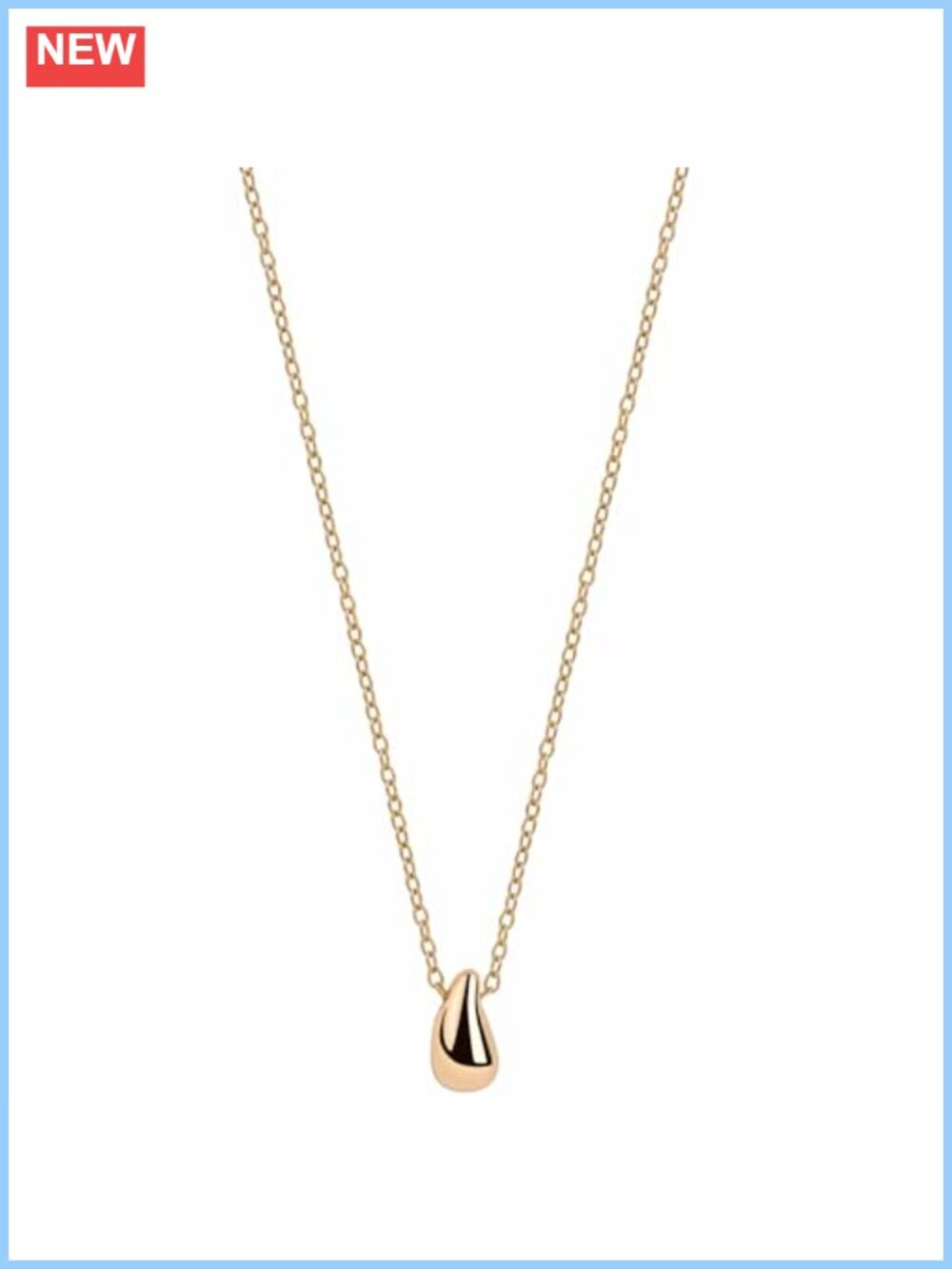 18K Gold Plated Teardrop Pendant Necklace 18 In Cable Chain